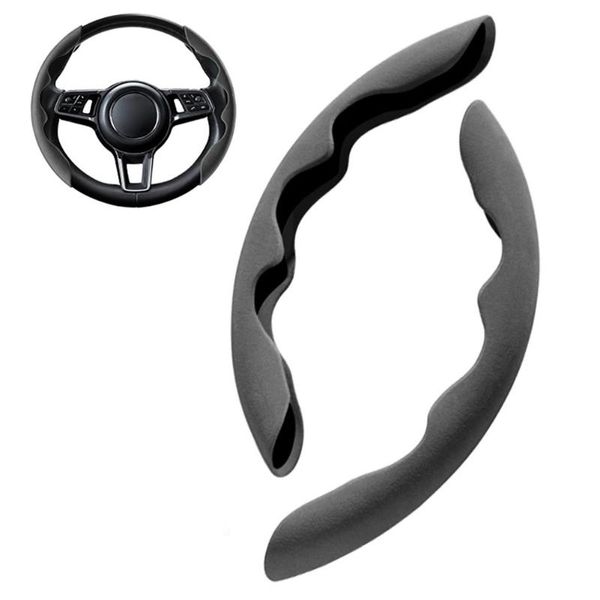 

steering wheel covers 2x car suede cover handle anti-slip protection red/black/brown/grey