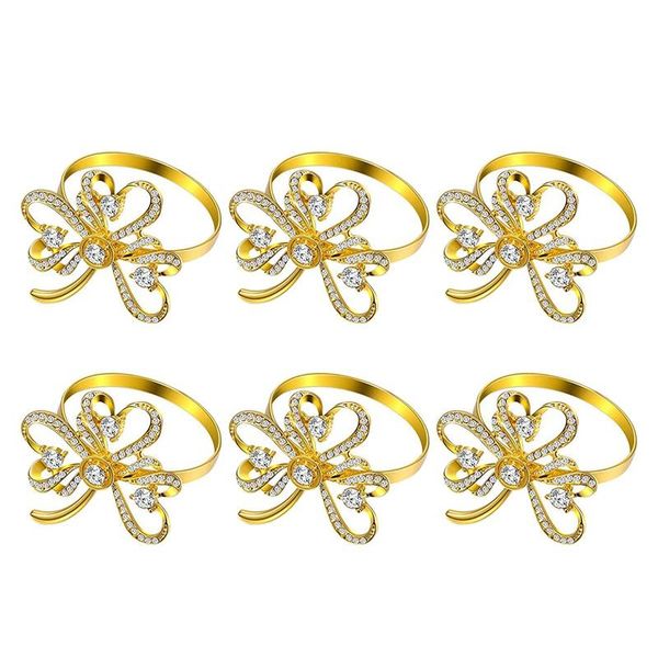 

6 pcs napkin rings buckle shamrock napkin ring holder rings for st. patrick's day wedding party decor(gold)