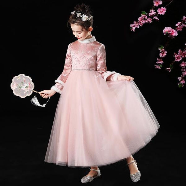 

ethnic clothing girls kids tang cheongsam qipao dress costumes super fairy chinese xiuhefu winter thick princess pettiskirt birthday, Red