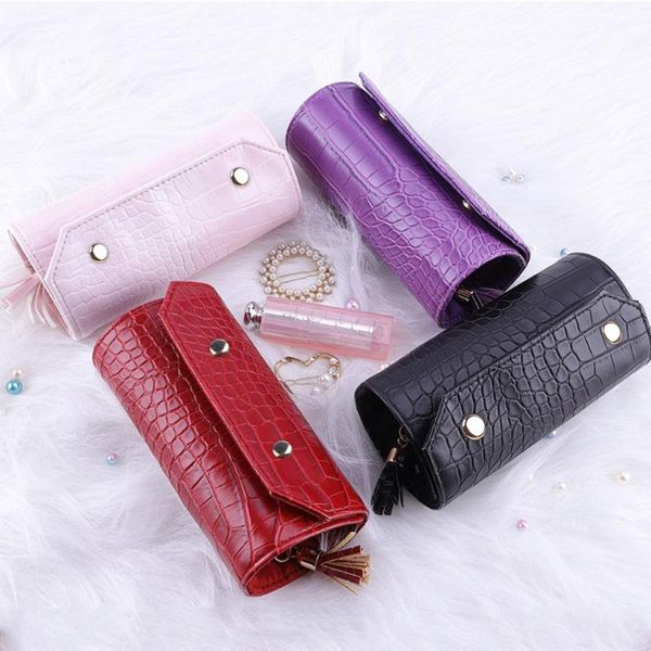 

jewelry pouches, bags portable travel organizer box roll pu leather jewellery storage pouch for rings earrings u4le, Pink;blue