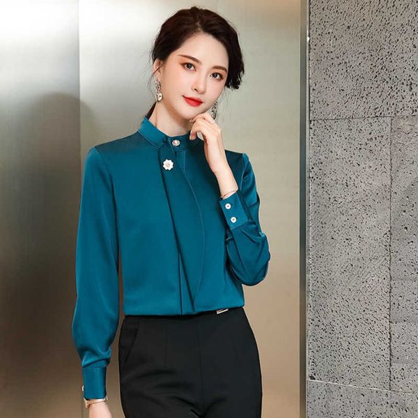 

large size s-4xl women's office shirt casual professional solid color long sleeve ladies business chiffon 210527, White