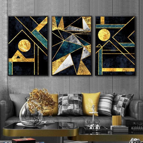 

modern green yellow black sun abstract gold foil geometry light luxury decorative painting picture wall pictures for living room