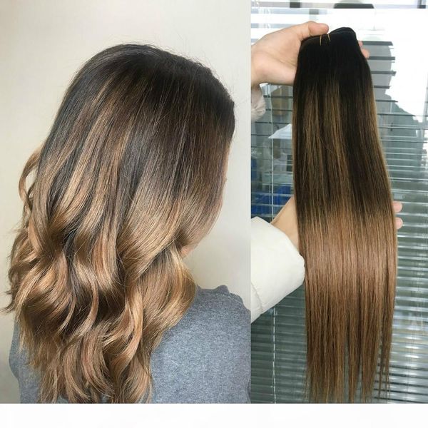 

ombre human hair extensions virgin brazilian peruvian malaysian indian stiangth balayage brown blonde t2 6# ombre hair weave bundles, Black