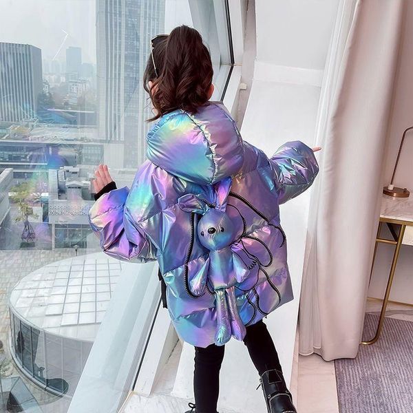 

down coat girl winter cotton-padded jacket children's fashion hooded kids outerwear warm for girls parka snowsuit tz256, Blue;gray