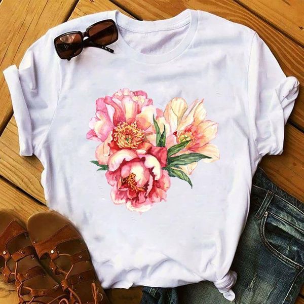 

aesthetic cotton t shirt women harajuku graphic tees shirt femme flower white women's t-shirt frmale tshirt