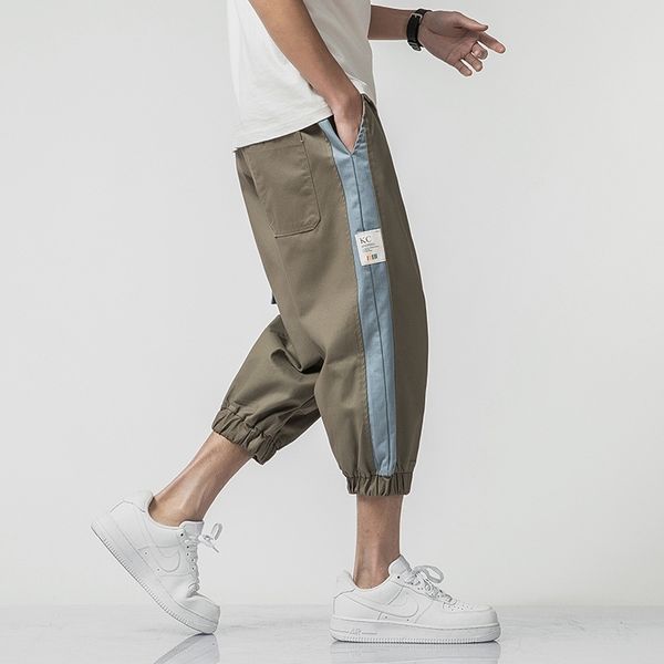

men's shorts summer 2020 fashion brand loose 7.7-point pants trend casual corset overalls, White;black