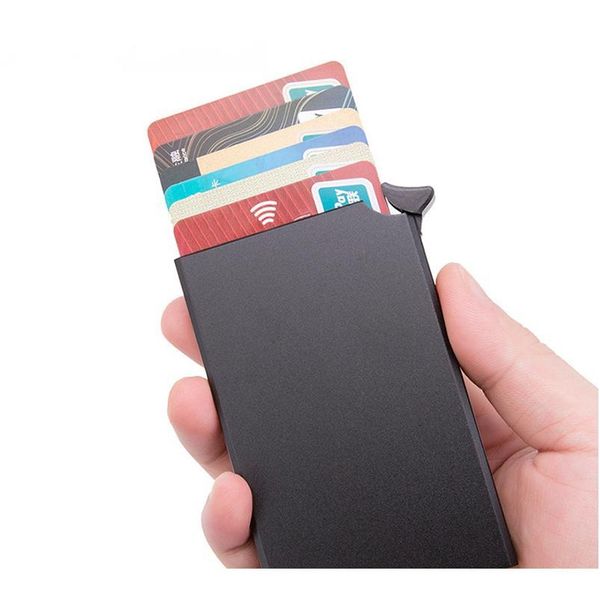 

bycobecy rfid anti-theft credit card holder thin id card case matically solid metal bank card wallet busin jllksu