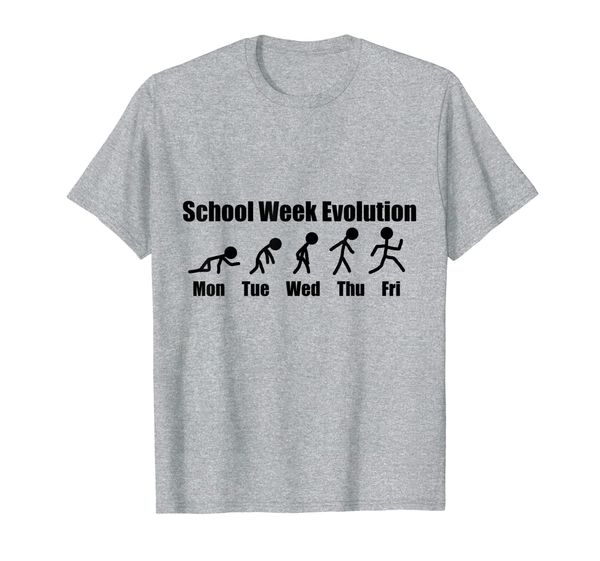 

school week evolution funny shirt for kids women men, White;black