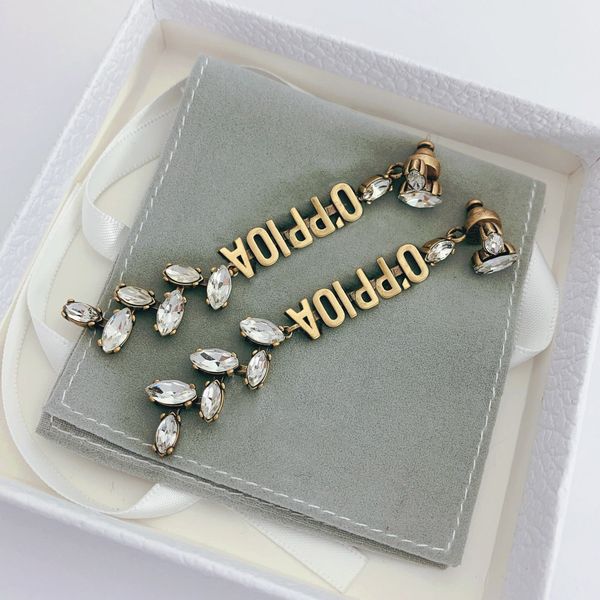 

fashion brand have stamps cz designer earrings women wedding lovers gift engagement luxury jewelry with box hb513, White