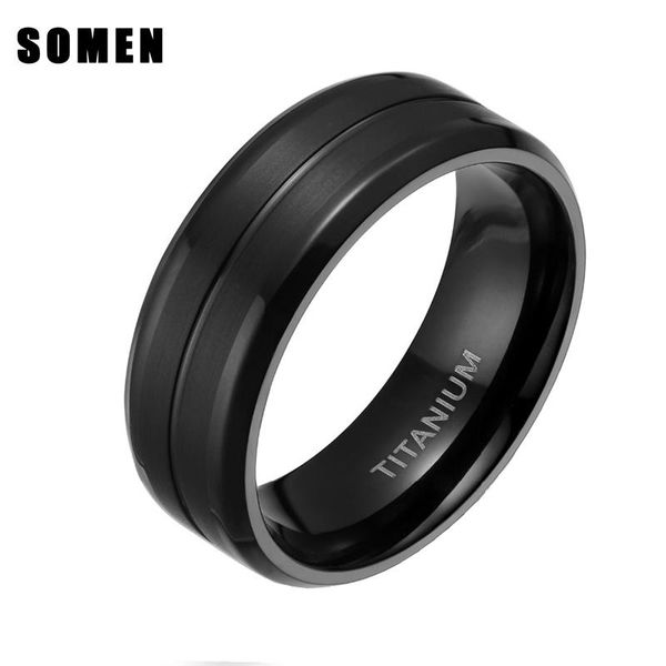 

wedding rings trendy 8mm high polish black titanium ring engagement band men fashion jewelry friend gift bijoux joias wholesale, Slivery;golden