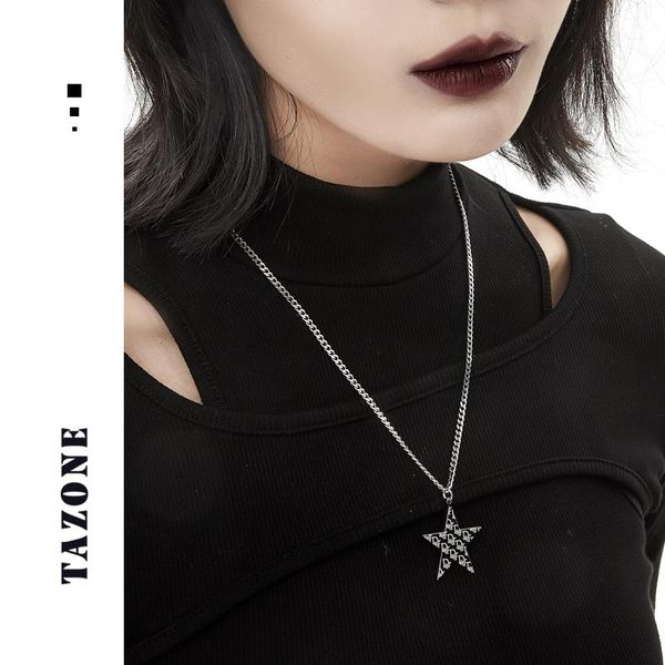 

chains pentagram necklace simple ins hip-hop female cold wind light luxury niche design sense collarbone chain vegan holiday gift, Silver
