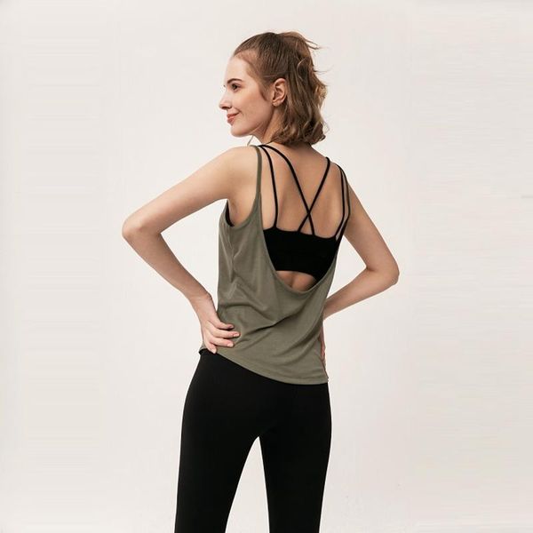 

yoga loose vest quick dry yoga shirts sleeveless u-type vest running training outdoor, White;red
