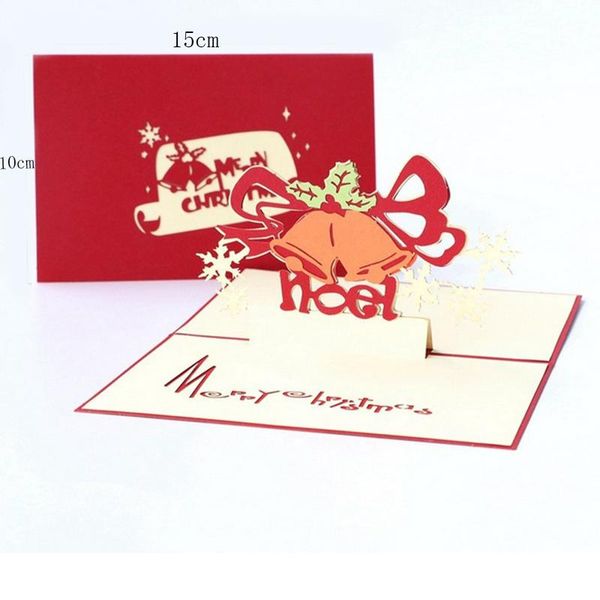 

greeting cards christmas bell 3d up card with envelope handmade customized postcard gift santa year merry decor