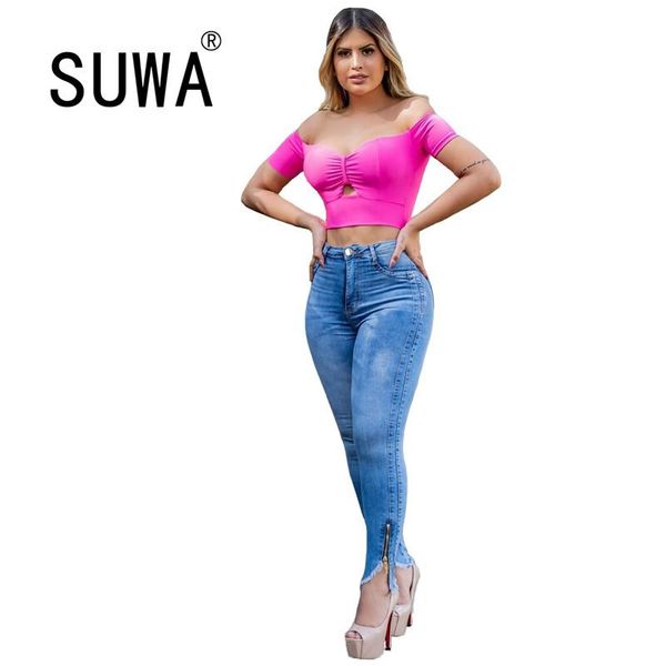 

women's pants & capris all blue classic fashion bodycon pencil jeans trousers women high waist denim leggings streetwear wholesale clot, Black;white