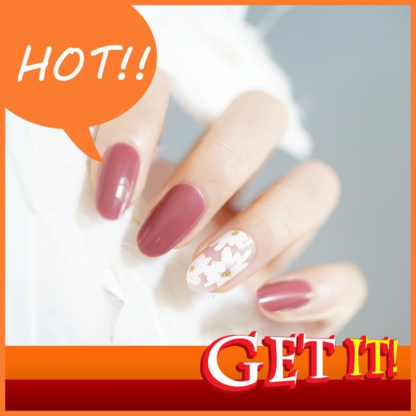 

decorated nail stylist diy hand nina pd-26 bean paste narcissus fake nail patch wearing enhancement finished, Red;gold