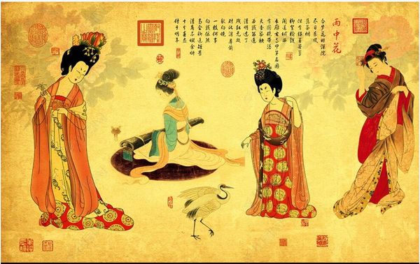 

custom p mural 3d wallpaper on the wall chinese ancient beauty woman figure home decor living room 3d wall murals wallpapers for walls in ro