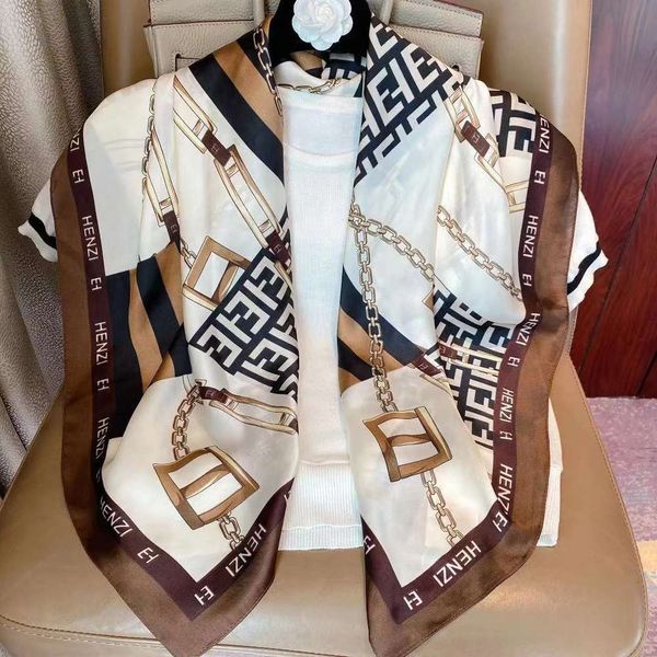 

designer 2021 new spring 90 silk printing scarves, Blue;black