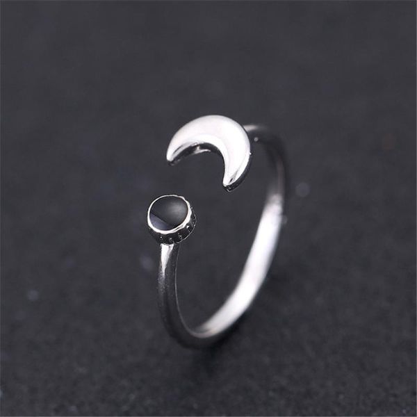 

cluster rings 2021 moon crescent round 925 sterling sliver finger ring women adjustable vintage ladies accessories egypt jz426, Golden;silver