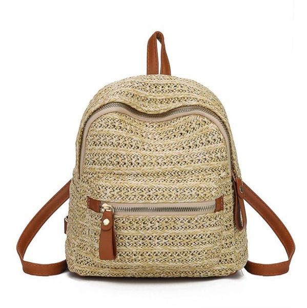 

outdoor bags 2021 women backpack school for teenager girls handmade zipper lock design female fashion straw backpacks