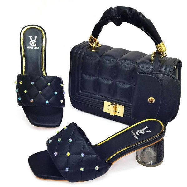 

dress shoes desgin and evening bag set sandal with handbag italian shoe for party in women italy, Black
