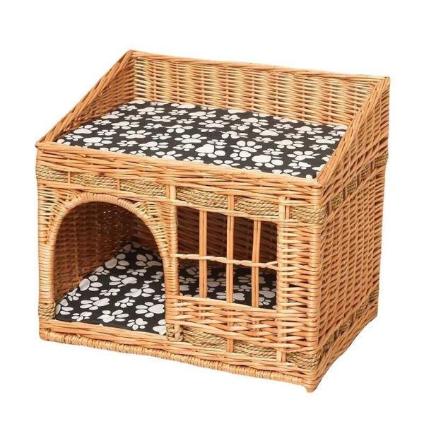 

cat beds & furniture handmade bed house in summer pet rattan villa home durable sleeping breathable kennel drop