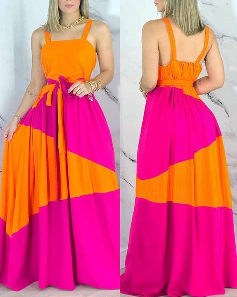 

casual dresses contrasting color sleeveless dress women, Black;gray