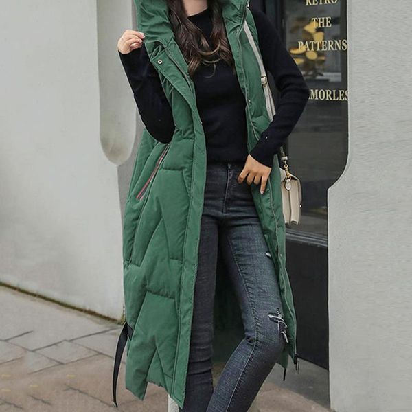 

women's vests winter women long warm jackets fashion hooded sleeveless casual lady outwear vest blouse shirts coat #8, Black;white