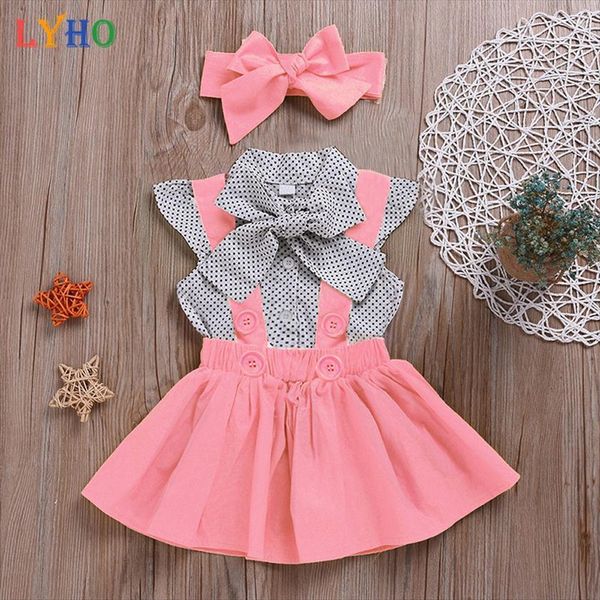 

fashion summer toddler girl clothes casual suspender bow skirt amp shirt for girls clothing 3 pcs set 2 to 6, White