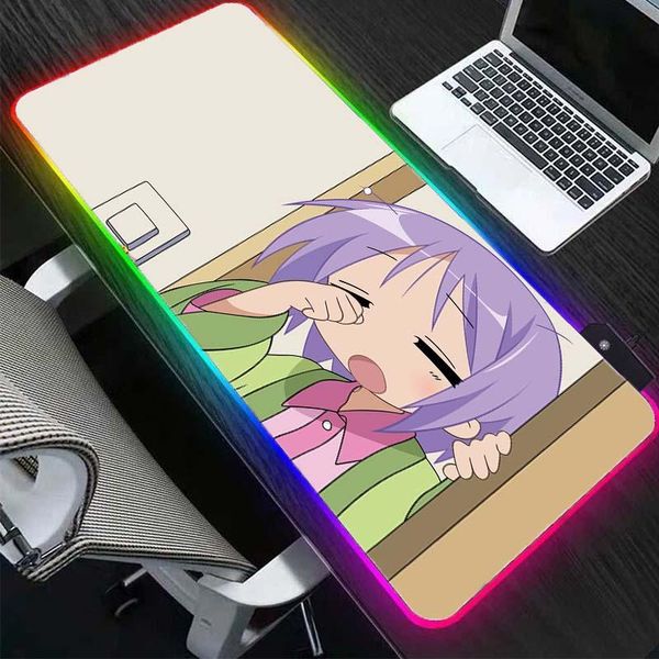 

mouse pads & wrist rests rgb cute girl pad xxl gaming led lighting with usb port rubber base large keyboard waterproof and non-slip anime