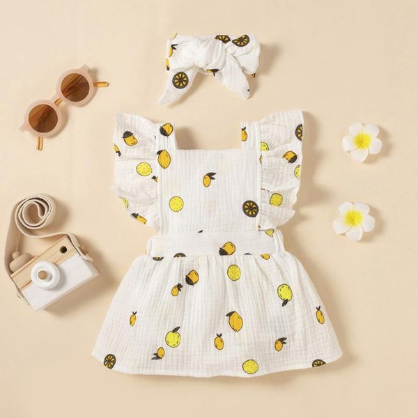 

girl's dresses melario born baby girls white infant flying sleeve flower one-piece round neck dress headwear for 0-24 months, Red;yellow