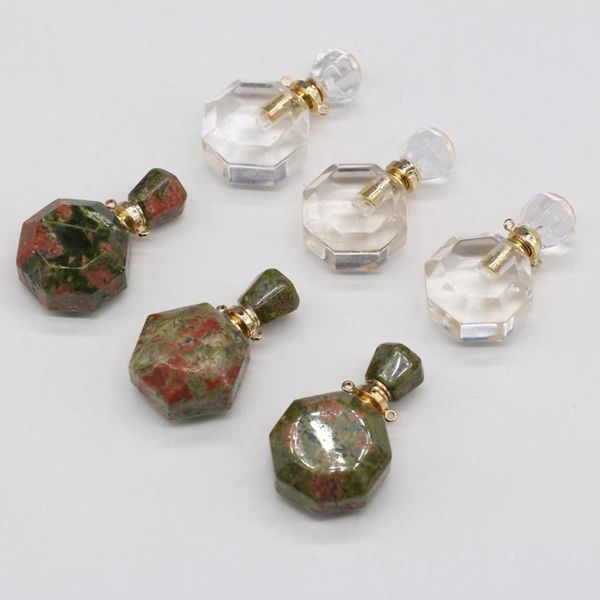 

charms natural stone perfume bottle pendants octagon two-hole connector mix color for jewelry making diy bracelet necklace accessories, Bronze;silver