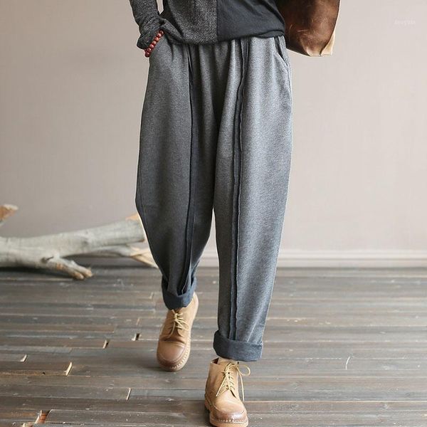 

spring casual harem pants women autumn tear edge cotton classic trousers female loose solid retro radish cargo women's & capris, Black;white