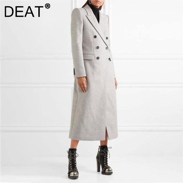 

women's trench coats [deat] women simple lapel long sleeve double breasted loose fit windbreaker fashion tide autumn winter 2021 13z735, Tan;black