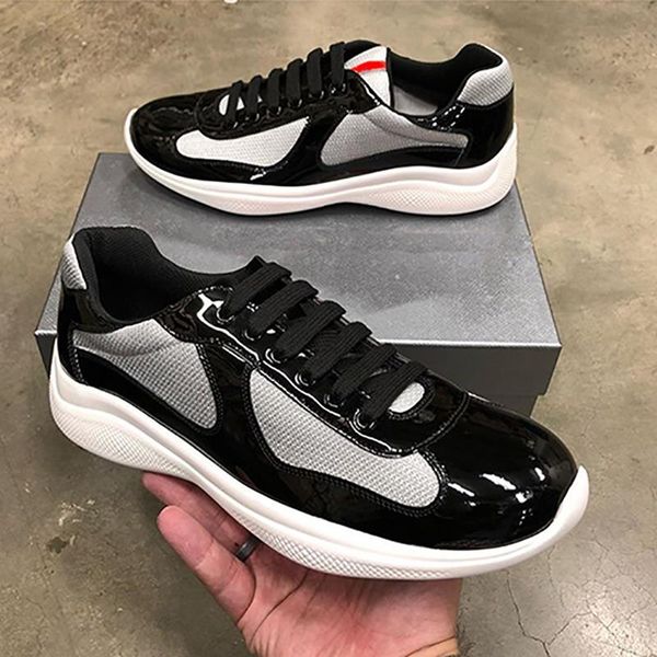 

patent men cup america designer sneakers flat black leather new nylon blue mesh lace-up outdoor shoes trainers runner casual fktsk