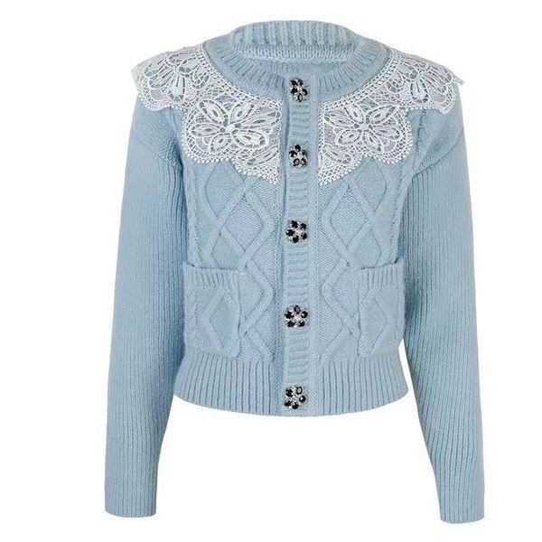 

women's knits & tees maisie 2021 women sweaters cardigans kinitted lace o-neck high street elegant fragrance spring autumn long sleeves, White