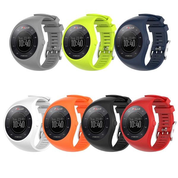 

watch bands sport bracelet for polar m200 gps running soft silicone replacement band wrist strap, Black;brown
