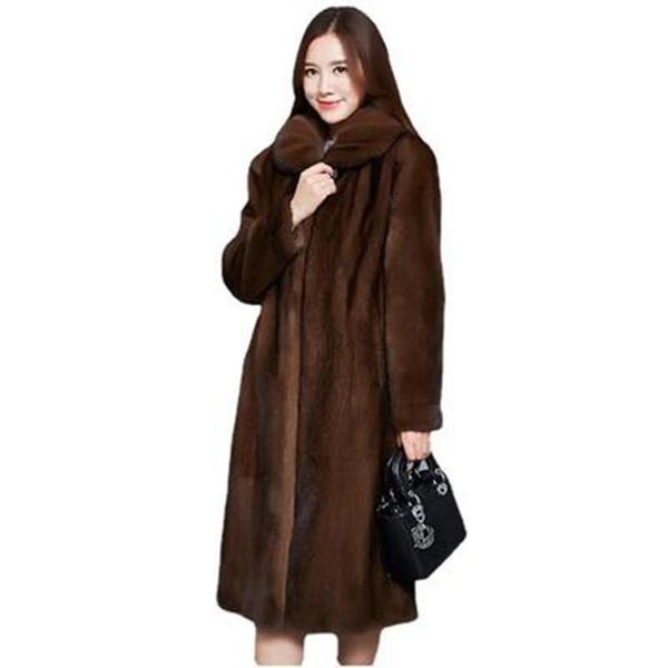 

women's fur & faux imitation women coats mid-length middle-aged and elderly large size thin warm leisure 6xl 7xl 8xl 9xl outwear xf747, Black
