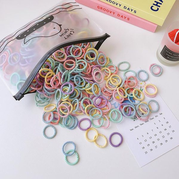 

hair accessories 100 pcs/box children cute colors soft elastic bands baby girls lovely scrunchies rubber kids, Slivery;white