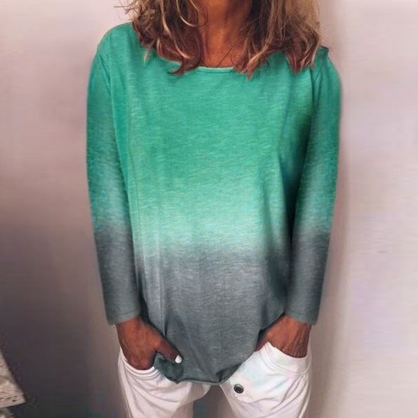

salefemale casual on color scheme long mouths tunnel fashion women around the throat simple loose t-shirt blosa mujer manga larga, White