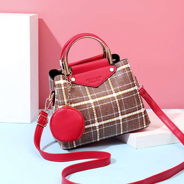 

hbp fashion handbag autumn 2021 women's pu leather plaid cross one shoulder portable bag