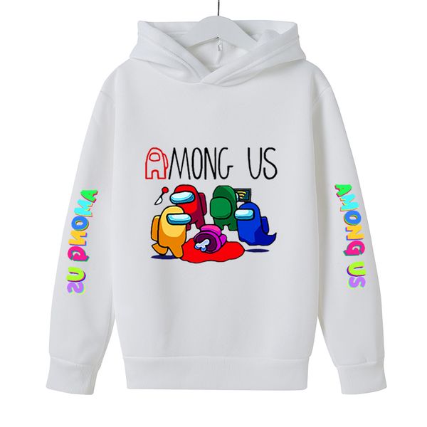 

autumn among us brand girls wool fleece claw color sleeve hoodie children colorful comic print street video game sweatshirt 4t-1, Black