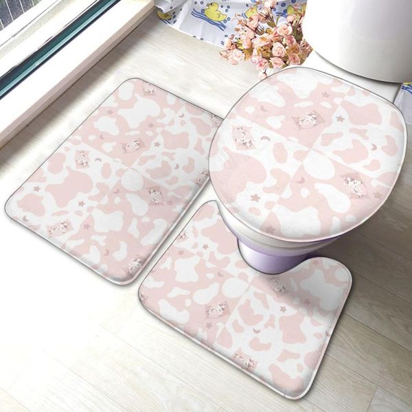 

bath mats cow mat dairy 3 piece soft modern bathroom set polyester toilet rug