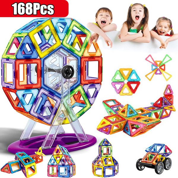 

300Pcs Designer Magnetic Blocks Big Size DIY Magnet Toys Pulling Magnetic Building Blocks Assembled Toys For Children Gifts