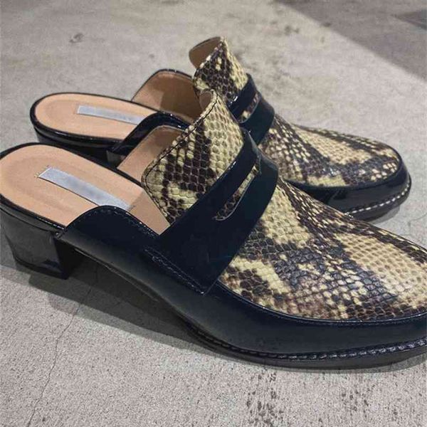 

2021 am and workmanship excellent texture autumn and winter leather comfortable square heel baotou slippers yw lza7, Black