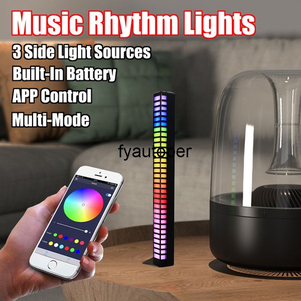 3D-Lichtleiste mit Sound- und Musiksteuerungsanwendungen, tragbares Rhythmus-Ladegerät, RGB, USB C-Typ, 3-seitig, Umgebungsbeleuchtungsauto