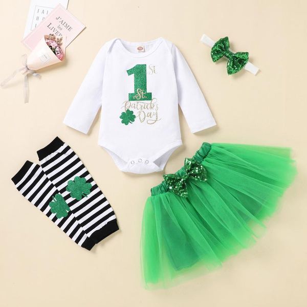 

0-24m newborn infant baby girls st.patrick's day romper tutu skirt outfits cure kids designer clothes vÃªtement fille, White