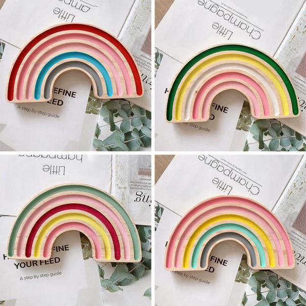 

decorative objects & figurines diy crafts rainbow wooden ornament building blocks for kids nursery room decor deskdecoration pography pr