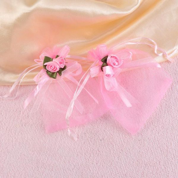 

12pcs net yarn candy bag bow flower gift storage bag for wedding party gathering (10x12cm, white)