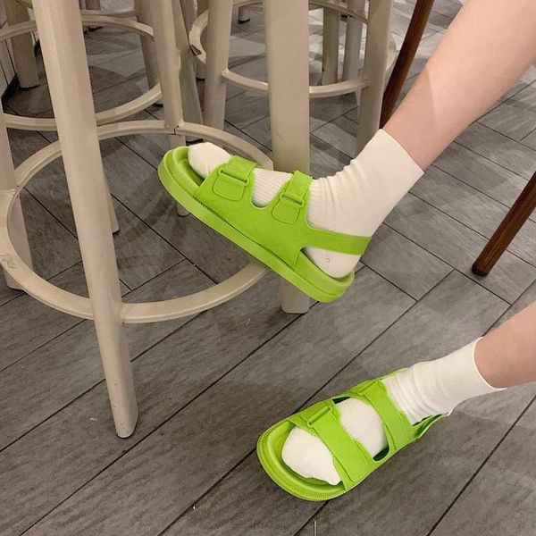 Sandali 2021 Moda Spiaggia Femminile Roma Sandalo Piattaforma Fibbia Stile Coreano Scarpe Estive Donna Preppy Sandali Calzature di Grandi Dimensioni