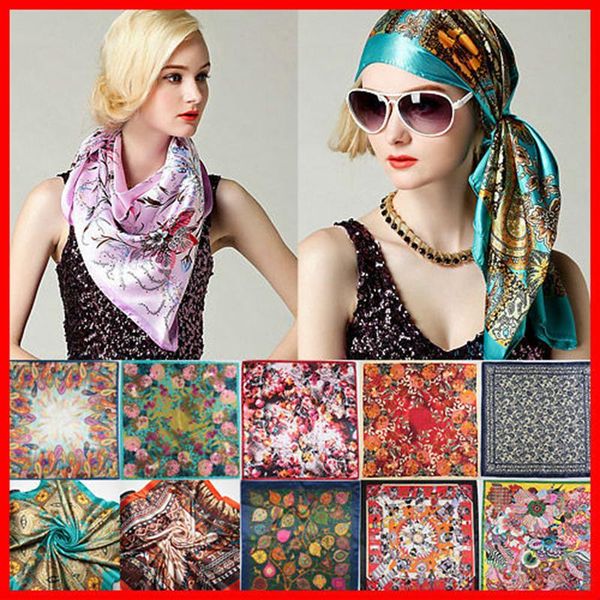 

scarves 90*90cm summer women silk foulard square scarf ladies beach shawl bandanna large hijab muffler female, Blue;gray